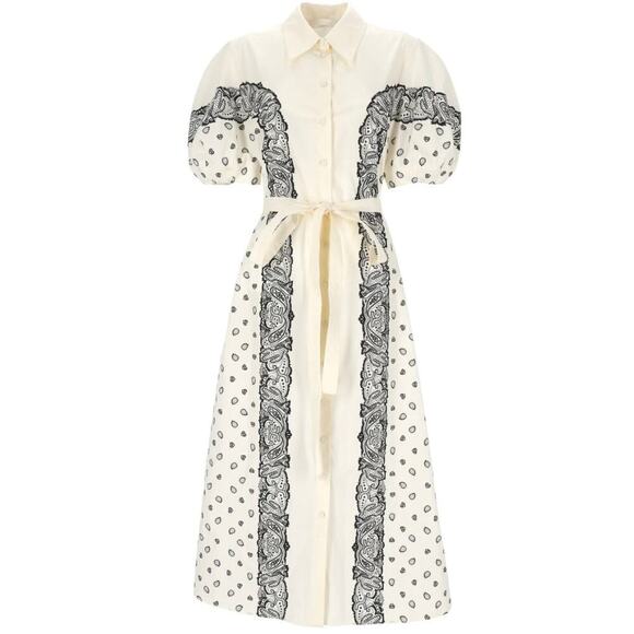 Chloé Bandana Printed Balloon-Sleeved Shirt Dress Sz FR 40/ US 8 NWOT - Picture 1 of 11